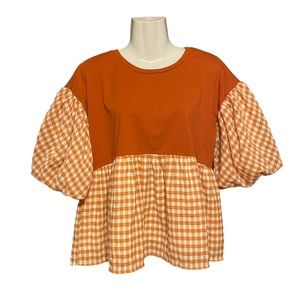English Factory Puffed Sleeve Baby Doll Top